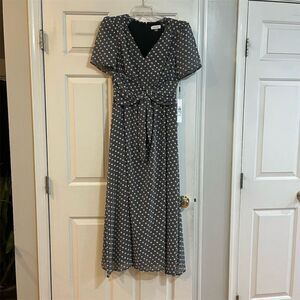 Calvin Klein Women's Black Dot Chiffon Maxi Dress Size 8 Party/Cocktail